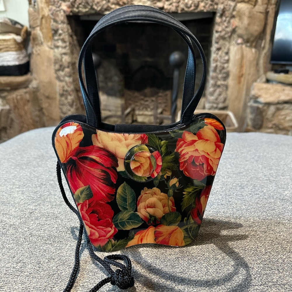 Vintage Angela Frascone Elegant Floral Mini Purse
